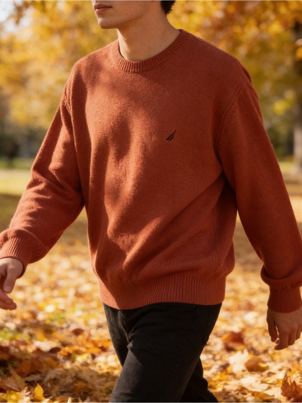 Nautica Men's Crewneck Sweater in Rust